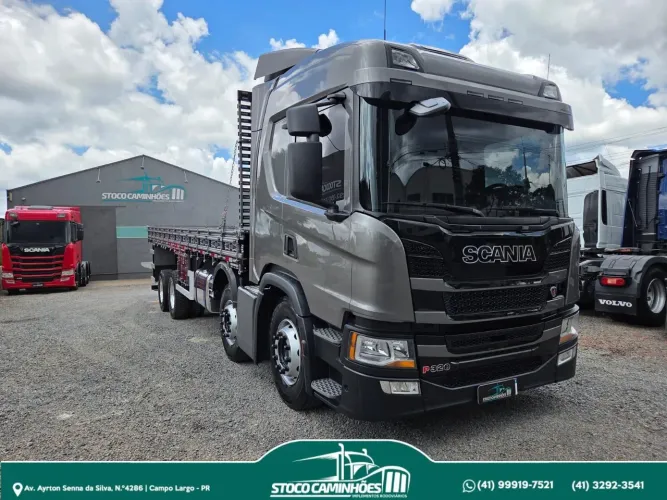 Scania P320, 8x2, ano 2019, automático,  carroceria grade baixa, impecavel. 