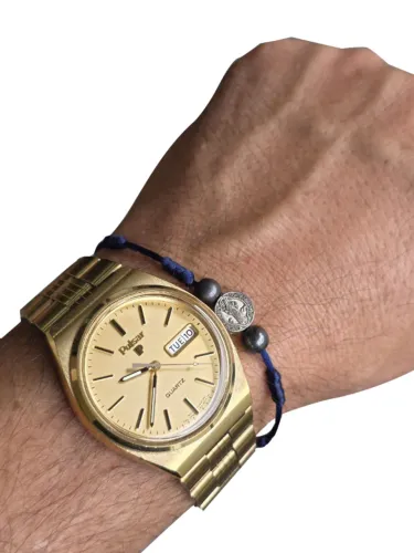 Relógio Masculino Pulsar Quartz Calendário Vintage Dourado