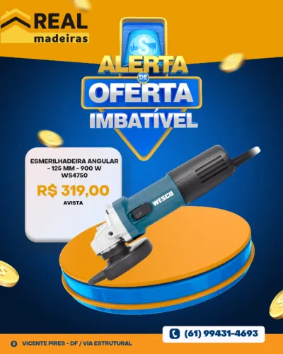 PROMOÇÃO! ESMERILHADEIRA 900W 125mm