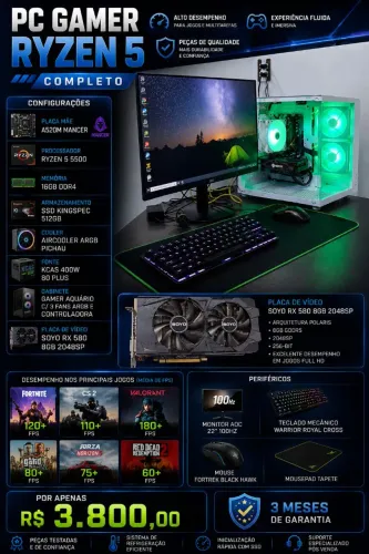 PC GAMER RYZEN 5 COMPLETO