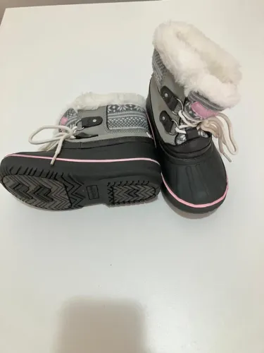Bota infantil feminina tamanho EUA 9, para inverno, resistente a neve e água