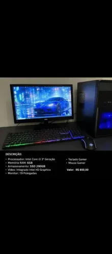 PC gamer, monitor, teclado mouse e etc