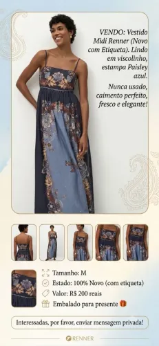 VENDE-SE VESTIDO MINDI (RENNER) NOVO COM ETIQUETA