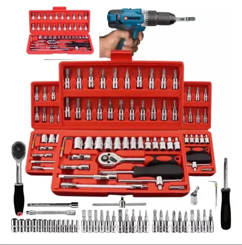 Kit chaves jogo catraca reversível soquete 46 peças + maleta de  mecânico manutenção 