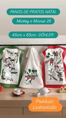 PANOS DE PRATOS NATAL Mickey e Minnie 26<br>45cm x 65cm- DÖHLER <br>