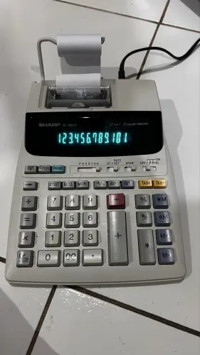 Calculadora de Mesa com Bobina Sharp EL-1801V Bicolor (Visor Azul 12 Dígitos)