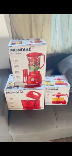 Liquidificador,Batedeira E Espremedor kit mundial Vermelho 220V novo barato promoção ent