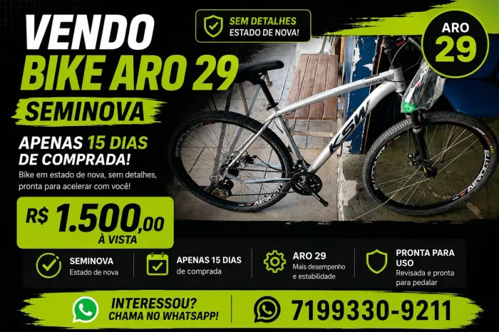 Vende-se bicicleta aro 29 extremamente nova apenas 15 dias de comprada