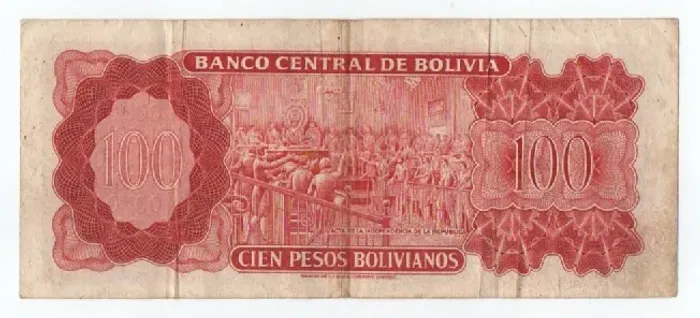 Nota Antiga 100 Pesos Bolivianos - Cédula para Colecionadores
