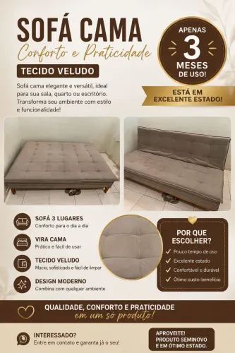 Vendo sofá cama com pouco tempo de uso