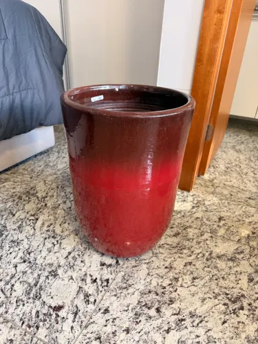 Vaso Grande vermelho De Cerâmica Vitrificada 50cm Para Planta / Sala