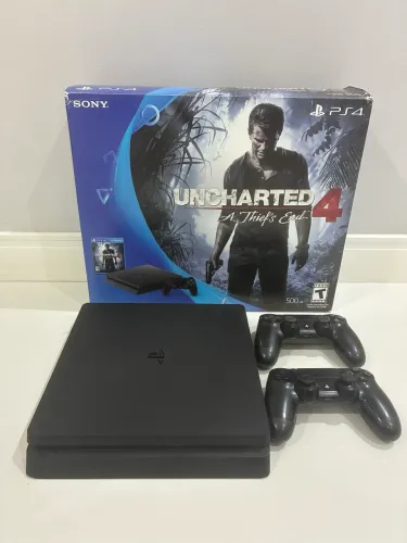 Ps4 Slim 500 GB  Bem conservado com 2 controles e 2 jogos