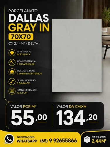 Porcelanato Dallas Gray 70IN 70x70