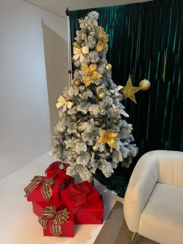 Árvore de Natal Nevada Completa + Enfeites - Linda e Bem Cheia