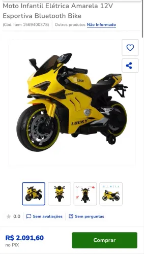 Moto Elétrica Infantil Bang Toys Super Power 12V Amarela Bluetooth