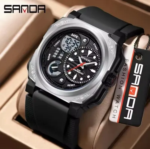 Relógio Masculino SANDA 5101 à Prova D'água Pulseira em Silicone