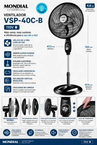 Ventilador de coluna Mondial