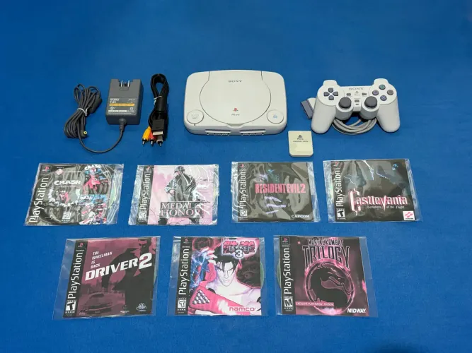 PlayStation 1 Slim Psone Completo Funcionando Perfeitamente Branco
