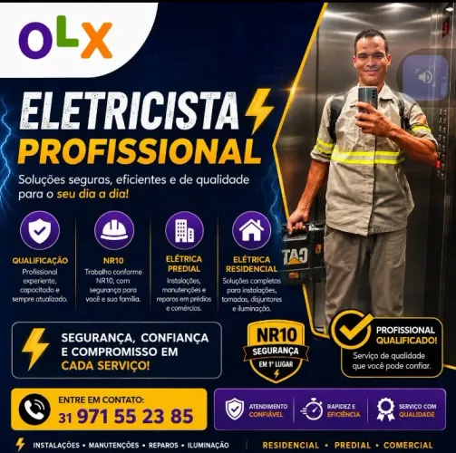 eletricista urgente 24 horas plantão BH Contagem Betim barreiro Venda nova lima Eldorado