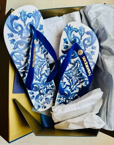 Chinelo Havaianas x Dolce & Gabbana Blue Mediterraneo Azul