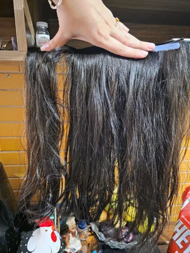 Cabelo humano vietnamita 45 cm e 96 g ja na fita adesiva