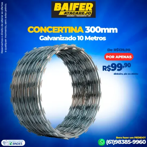 Concertina 300mm Galvanizado 10 Metros
