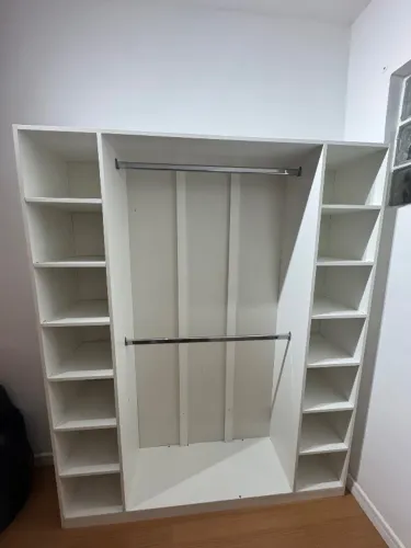 Armário Colmeia 2 Cabideiros + Nichos Expositor Closet Guarda Roupas Branco Branco