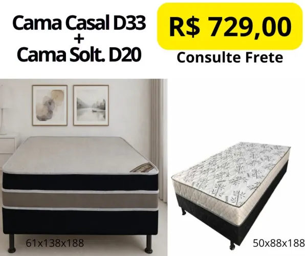Cama Casal + Solteiro na Promo