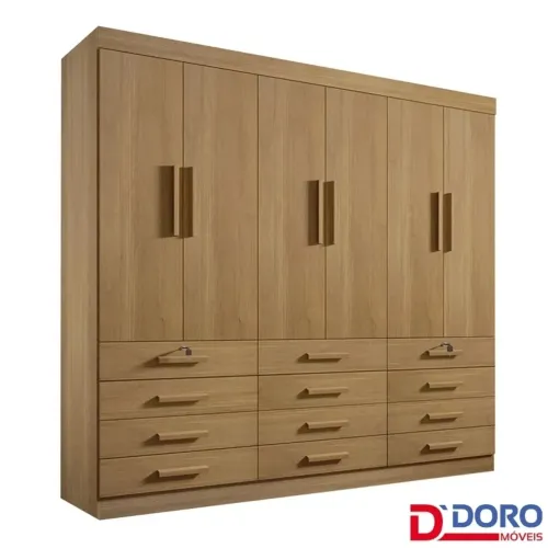 Guarda-roupa 2.40m Casal Mônaco 6 Portas 12 Gavetas Cinamomo - D Doro