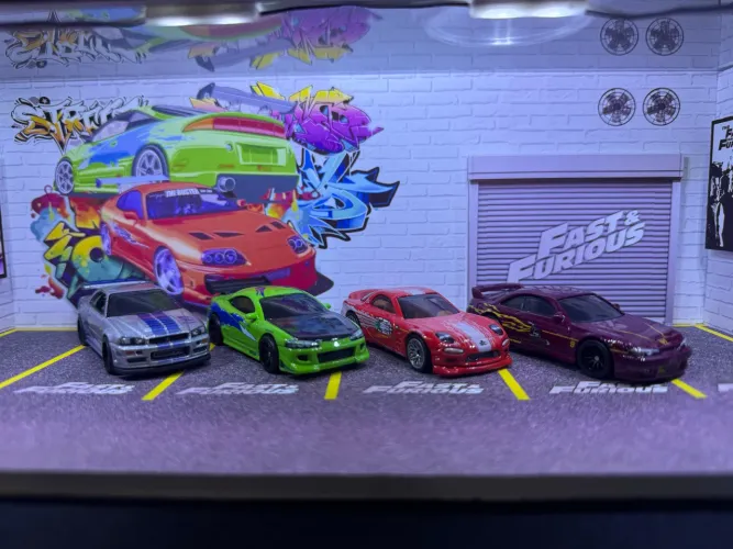 Hot wheels velozes e furiosos premium coleção 4 carros skyline, eclipse, rx7 e 240sx