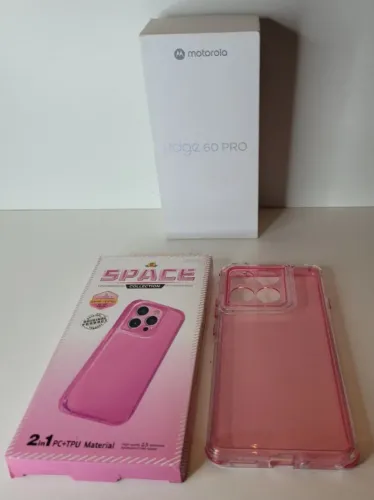 1 Capa Motorola EDGE 60 PRO - Transparente Rosa Anti-impacto reforçada