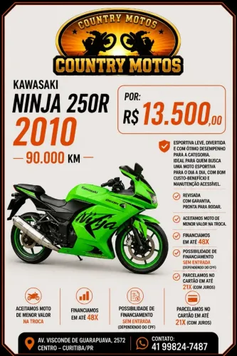 Kawasaki Ninja 250R - 2010 - Aceito moto na troca