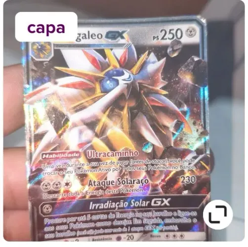 carta pokémon tcg solgaleo gx ultra rara 89/149 coleção sol e lua