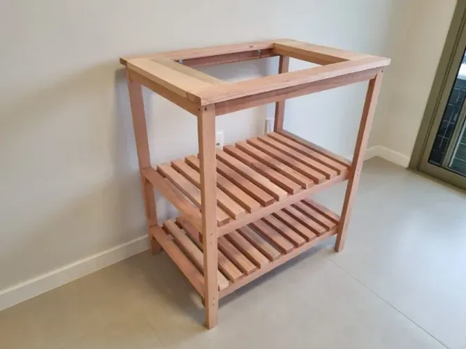 Gabinete em madeira rústica para cooktop