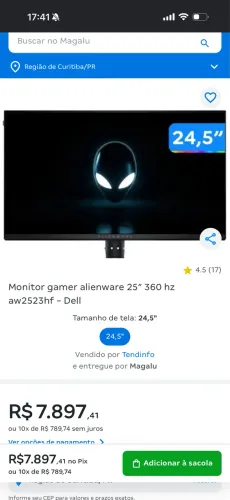 Monitor 360hz alienware