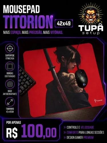 Mousepad Gamer Titorion 42x49cm - Foco em Precisão (Superfície Control)