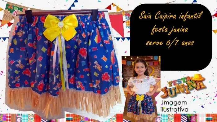 Saia Caipira infantil festa junina serve 6/7 anos