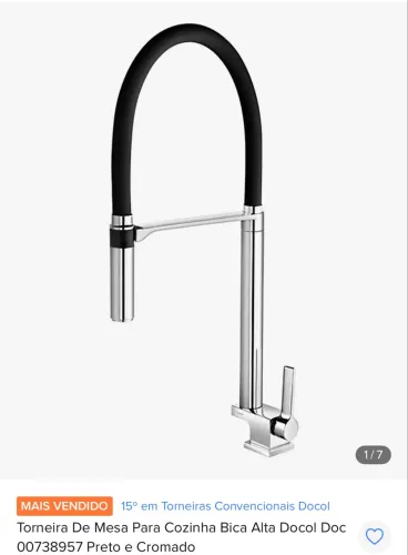 Torneira de cozinha e área gourmet DOCOL Doc preta e inox