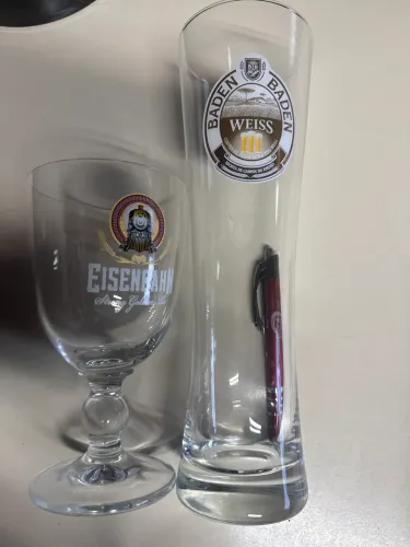 2 taças copo alto cerveja Baden Weiss-Eisenbahn