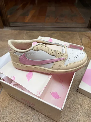 Travis Scott x Air Jordan 1 Low Sail Tropical Pink Shy Pink Muslin