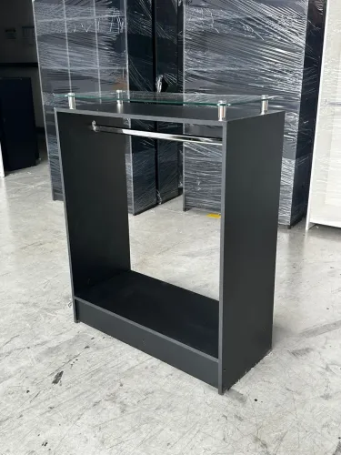 BALCÃO CABIDEIRO COM TAMPO DE VIDRO mdf preto 
