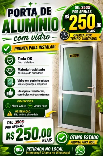 Para vender porta de alumínio