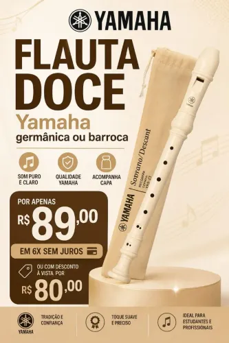 Flauta doce Yamaha germânica ou barroca