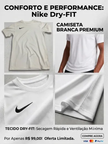 Camisa Nike dry fit branca esportiva