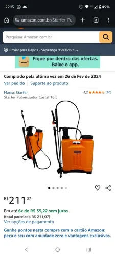 Pulverizador costal 16l