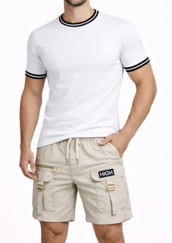 Kit Camisa Punho e Bermuda Sarja 