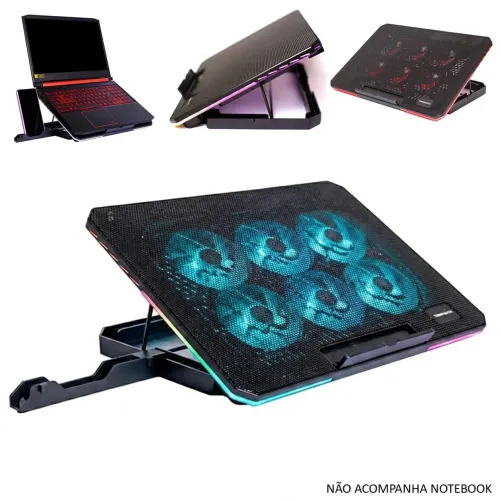 Base Suporte com Cooler para Notebook até 17" 6 Fans RGB USB - Kross