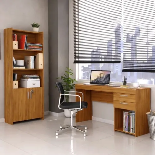 Combo - Multiuso Escritório 2 Portas Larg. 0.70m + Mesa Office N Larg. 1.21m