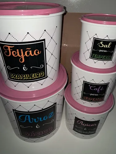 Kit 5 potes para mantimentos novos