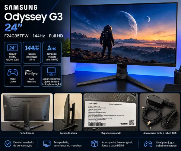 Monitor Gamer Samsung Odyssey G3 24? 144Hz Full HD